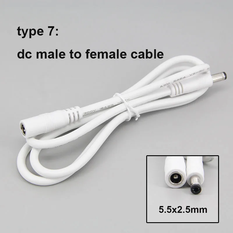 

Белый 1 м DC «папа-мама» 2-контактный провод Разъем питания Удлинительный адаптер Кабель 5,5x2,1 мм 5,5x2,5 мм Для шнура камеры