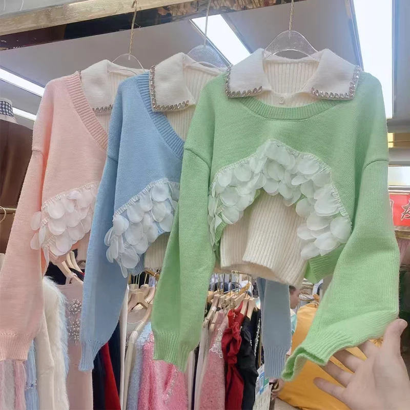 Осенне-зимний комплект женский новый корейский свободный вязаный свитер с