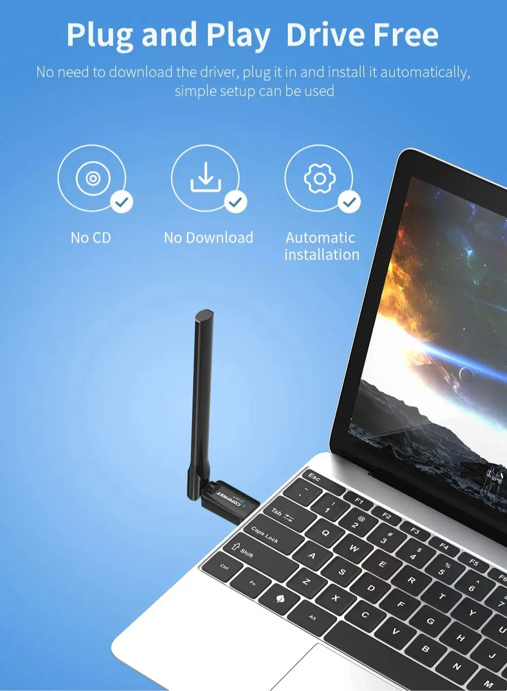 USB-адаптер Comfast WiFi6 AX600 600 Мбит/с 2 4/5 8 ГГц