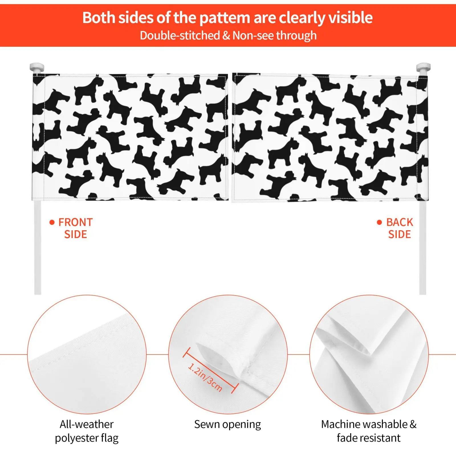 Миниатюрный флаг черного шнаузера автомобиля забавный шнауцерный шнаузерс
