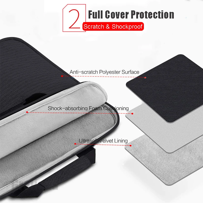 multi use strap laptop sleeve bag with handle for 10 13 14 15 6 16 inch laptop shockproof computer notebook baggrey black free global shipping