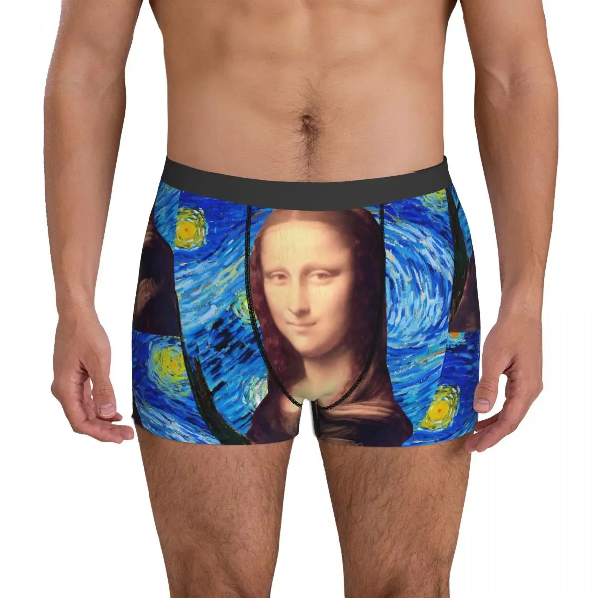 

Mona Lisa Art нижнее белье Звездная ночь печать на заказ DIY ствол горячая распродажа мужские трусы милые шорты трусы подарок на день рождения