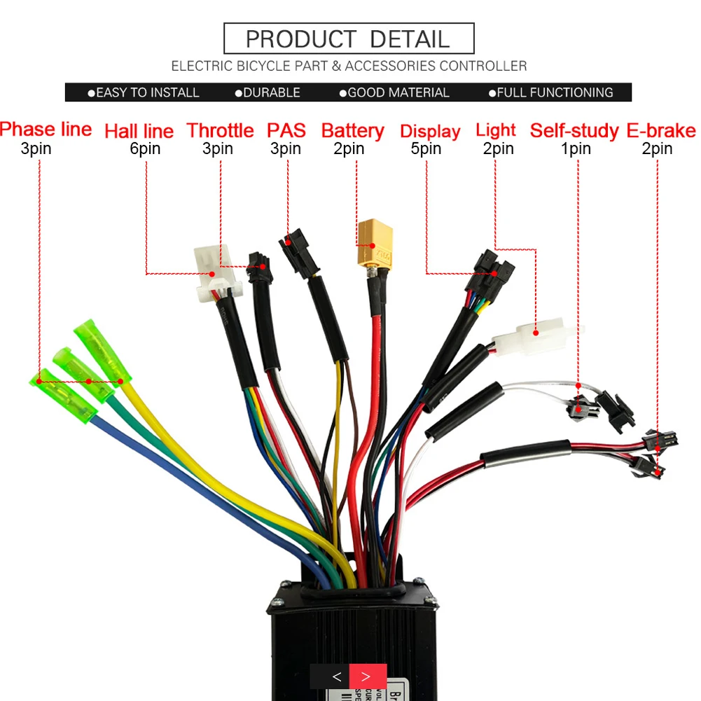 

Set Sine Wave Controller 8 PAS Kit Battery Modification Controller Set For 500/750W Motor GD01 Display Throttle