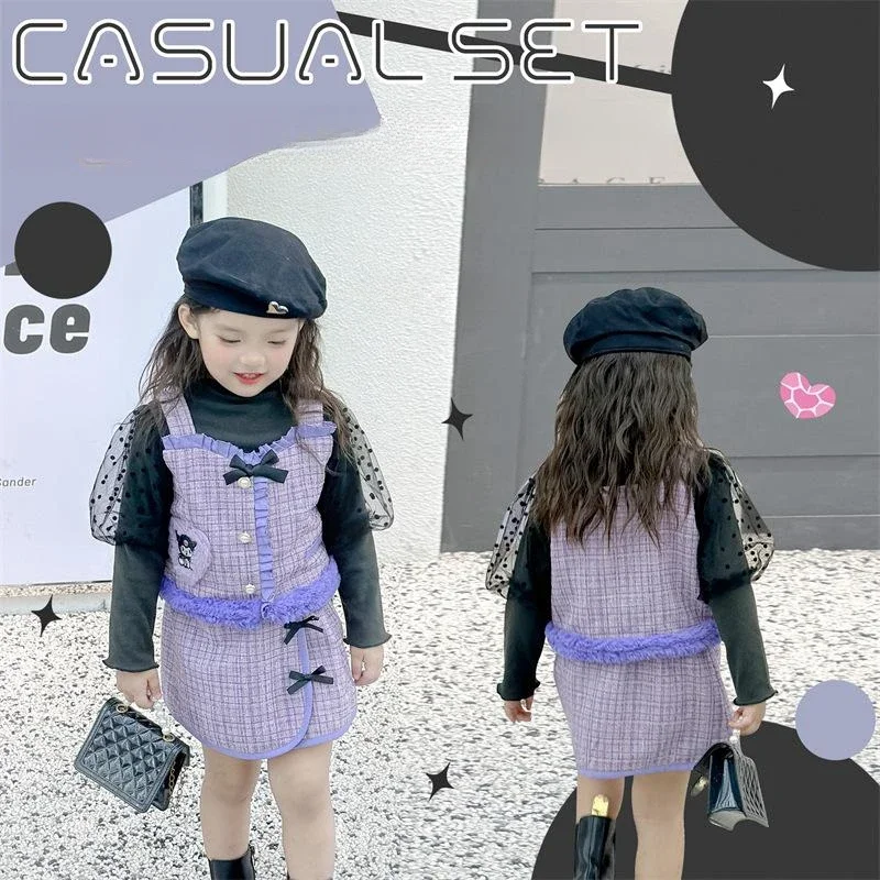 

Новинка Осень-зима Sanrios аниме Kawaii Kuromi фиолетовая милая девушка маленький аромат стильный набор Рождественский подарок на день рождения фотоплатье