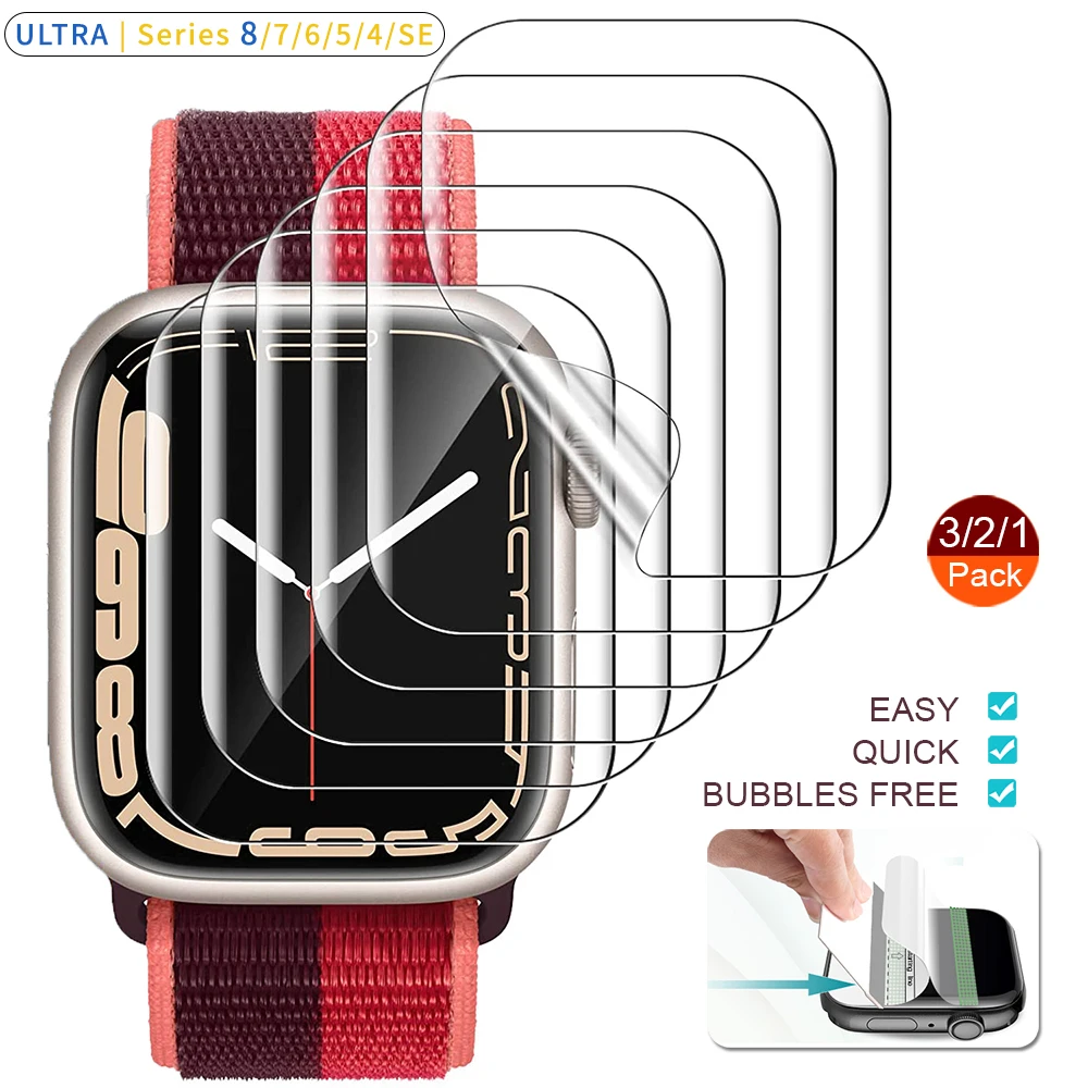 Прозрачная защитная пленка HD для Apple Watch 8 7 SE 4 5 6 40 мм 44 мм 41 мм 45 мм, Защита экрана для iWatch 8 Ultra 49 мм 3 2 38 мм 42 мм