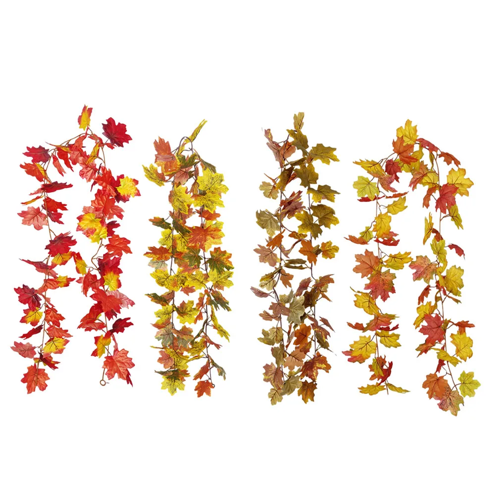 

170CM Artificial Silk Maple Leaf Garland Thanksgiving Autumn Decoration Outdoor Hanging Vine Artificial Maple Leaf