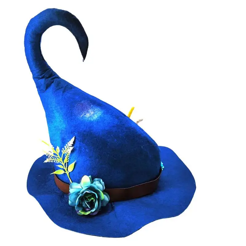 

Witch Hat Felt Cosplay Blue Flower Shaped Wicked Witch Hat For Women Women's Witch Hat Christmas Halloween Party Foldable Cospla