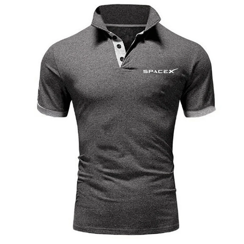 

2022 Men's High Quality Cotton Tesla Printed Cotton Loose Polo Shirt Short Sleeve New Casual Sports T-shirt Men's POLO Shirt