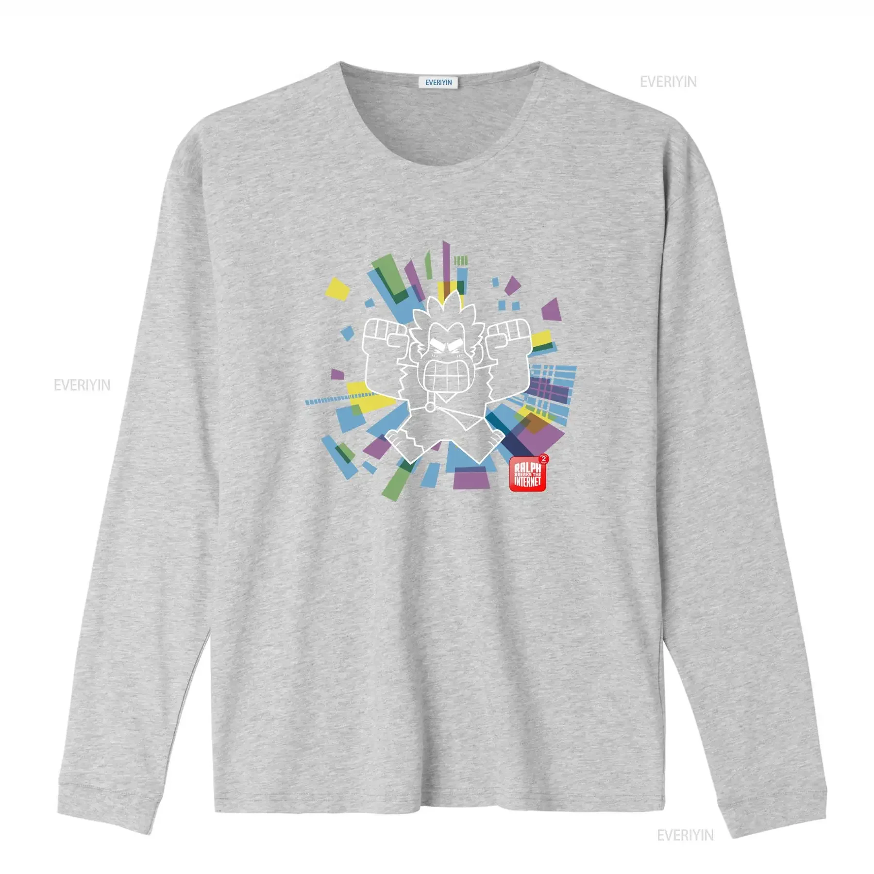 Фото Футболка Ralph Breaks the Internet для взрослых, новая, с дизайном Angry Line Art и эффектом Color Explosion, винтажная, с эффектом потертости, дышащая, в стиле стритвир №4