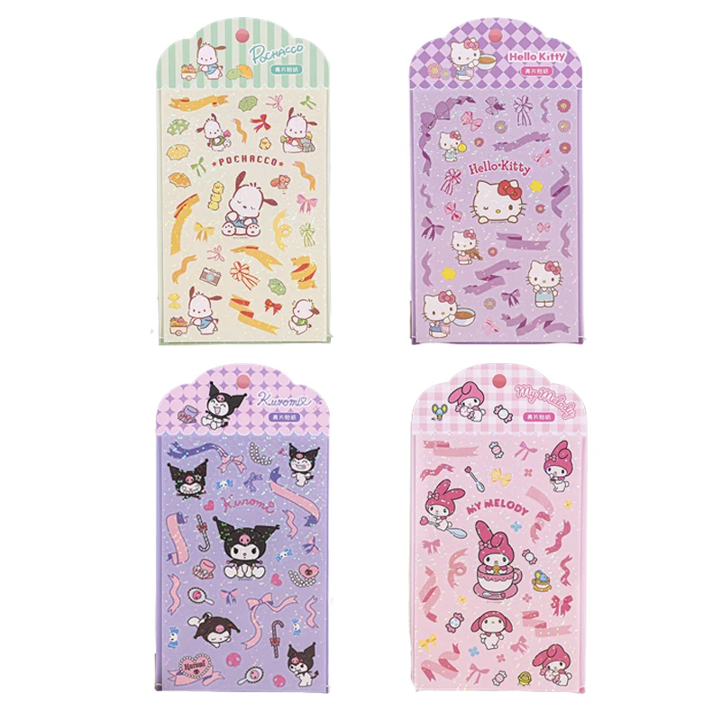 

Sanrios Hellokittys Cinnamoroll My Melody Kawaii Anime периферийные стикеры Карманный Набор Мультяшные милые наклейки детские подарки
