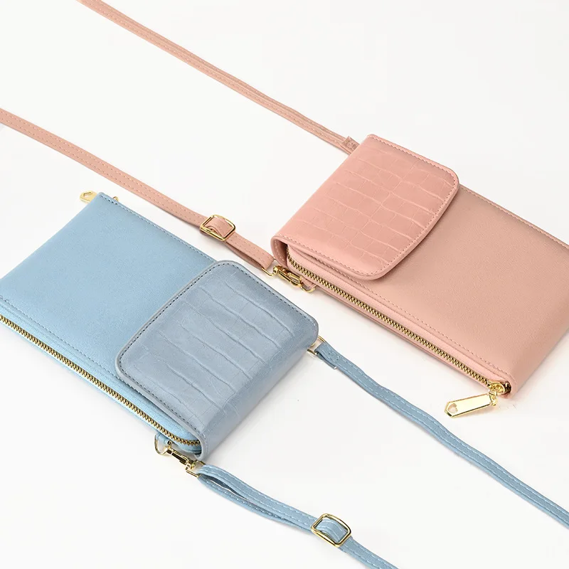 

2022 New Trend Mobile Phone Bag Korean Version Fashion Large Capacity Double Purse Multi-functional Cross-body Bag for Women