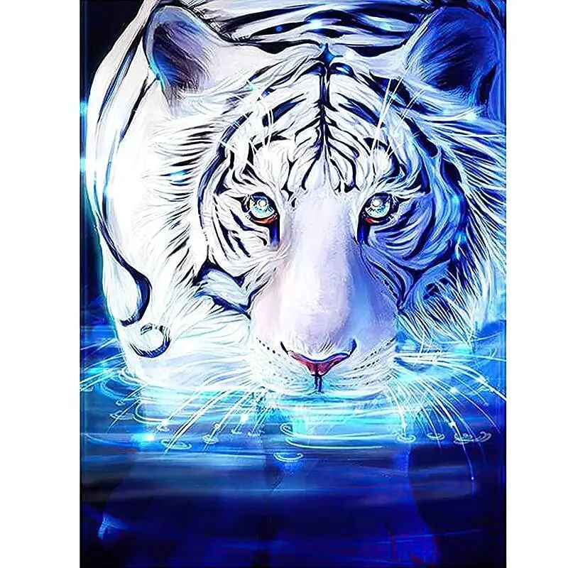 

2022 New Diamond Painting Kits 5D DIY Tiger Diamond Art Paint with Round Diamonds Full Drill Gem Art Kit for Home Wall Decor