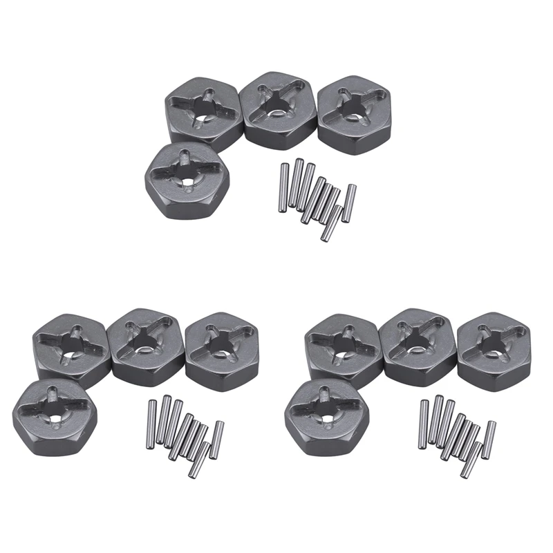 2023 Hot-3X Aluminum Alloy 12Mm Combiner Wheel Hub Hex Adapter Upgrades For Wltoys 144001 1/14 RC Car Spare Parts,Grey