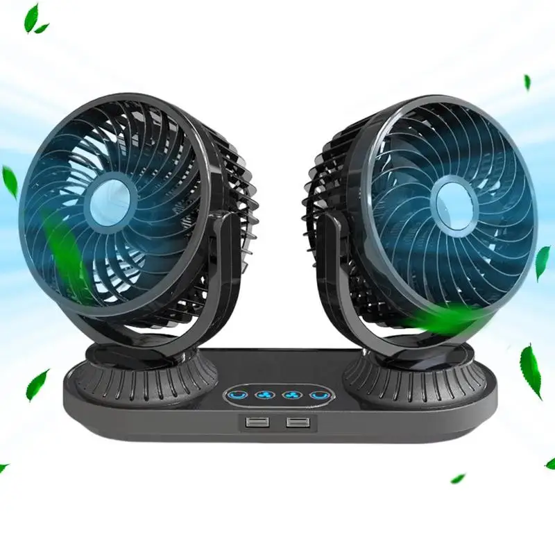 

12V/24V Automobile Dashboard Fan USB Fan Rotatable Car Cooling Fan 2 Speed Desk Fan For Dashboard Truck Sedan Home Office