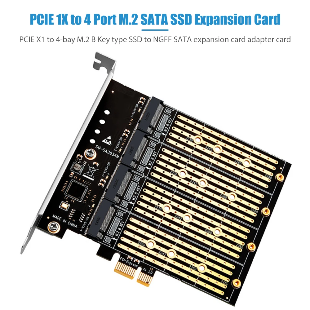 

Адаптер PCIE к M2 PCIE X1 к 4-bay M.2 B Key NGFF SATA SSD расширения карта компьютерные аксессуары