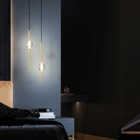 nordic bedroom bedside pendant lights modern simple living room restaurant bar cafe copper crystal g4 decorate long hanging lamp
