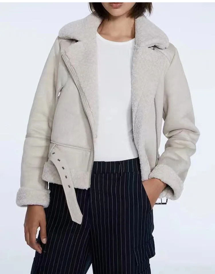 Autumn and Winter New Womens Coat Casual Fur Integrated Lamb Fleece Double-sided Warm Lapel Jacket for Women