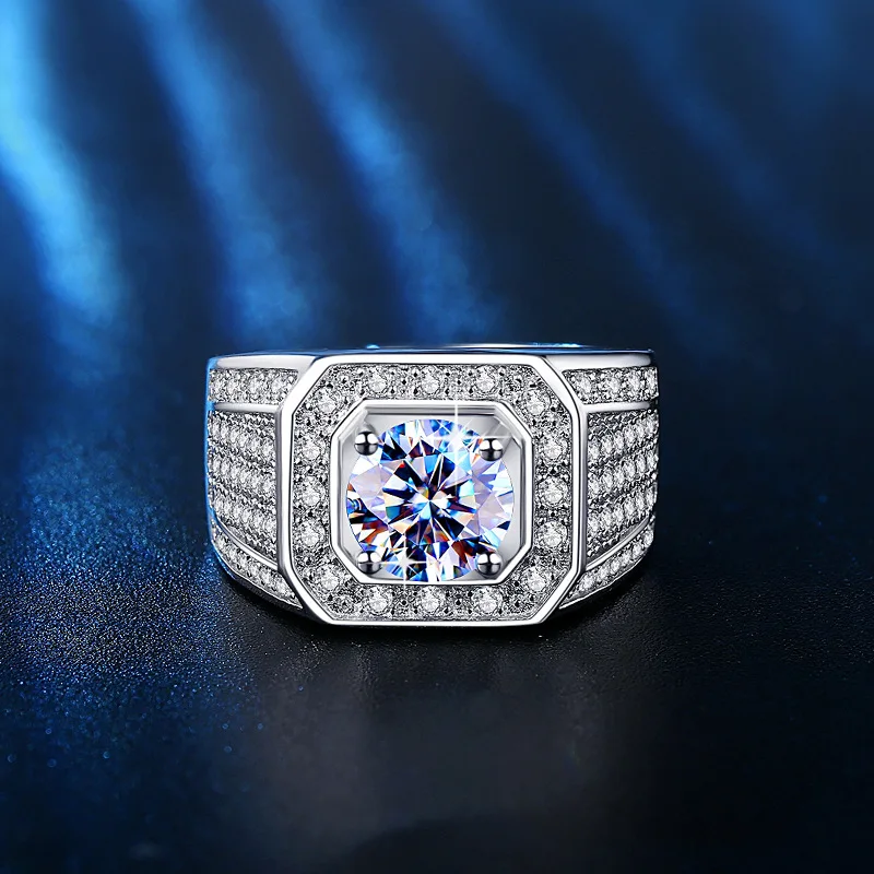 

Модное мужское кольцо с бриллиантами регулируемое широкое серебряное кольцо темпераментные многостильные кольца