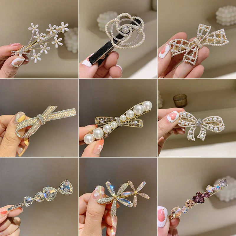 

Vintage Artificial Pearl Barrettes Hair Clip,Gold Plated Bobby Pins,Women Lady Fashion Sweet Side Clip Hairpin Hair Accessories