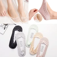 breathable cotton thin anti slip low cut ankle hosiery lace socks invisible boat socks