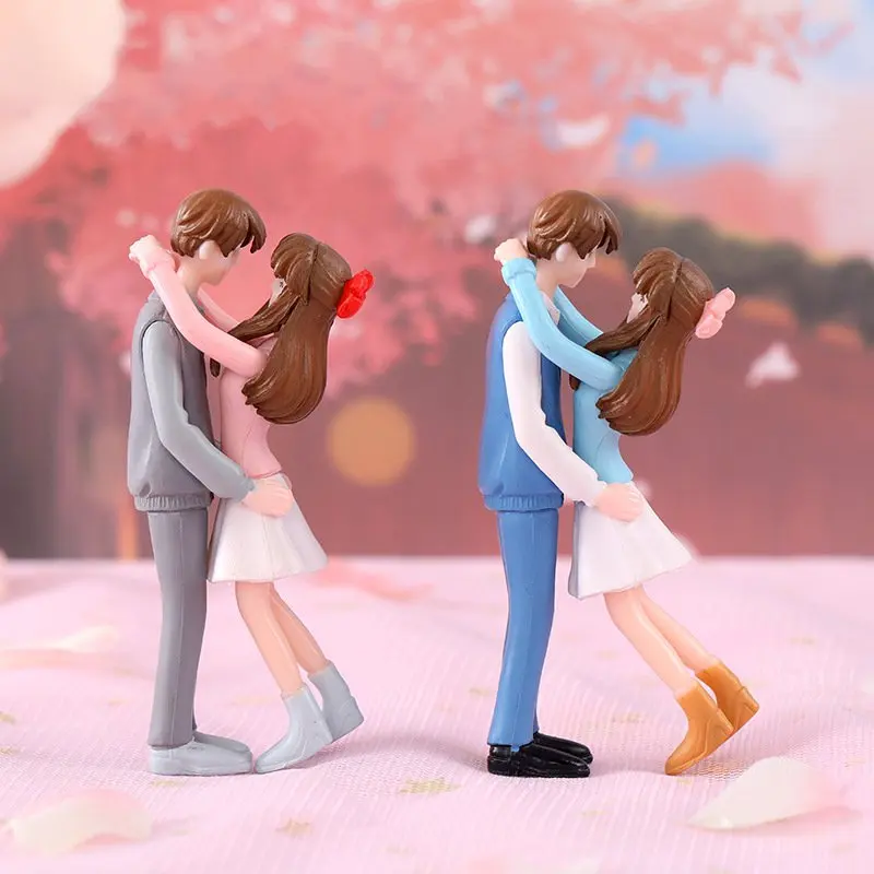 

1 Pair Mini Romanic Sweety Lover Couple Figurines Micro Landscape Home Party Valentine‘s Day Desktop Decorations Dollhouse