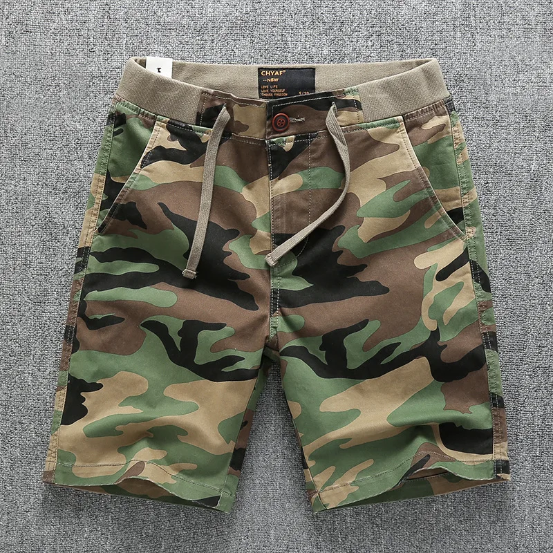 

Waist Clothing Cotton Elastic Summer Streetwear Casual New Men Fashion Camouflage Boardshrots Cargo Shorts