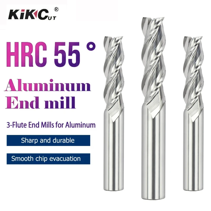 

Фрезерный резак HRC55 ° алюминиевая торцевая фреза 3 Flut из высокоглянцевого алюминиевого сплава, Вольфрамовая сталь 1-12 мм, специально для алюминия, 1 шт.