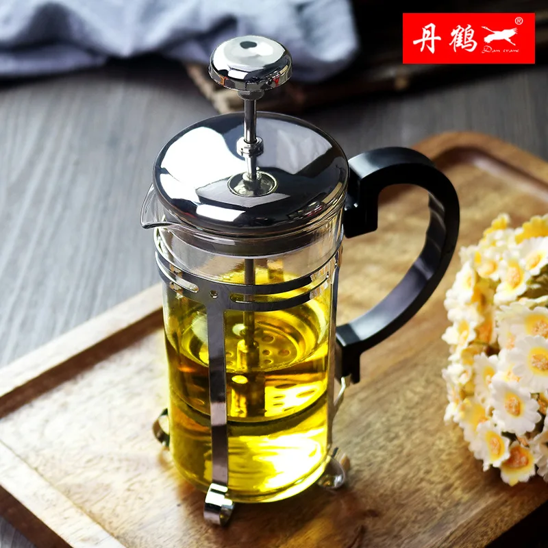 

Mocha Coffee Maker Stainless Steel Glass Press Pot Hand Brewing French Fine Filter Tea Brewer Teapot