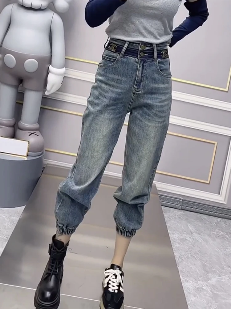 Y2k Large Size Jeans Women's Summer Thin Model 2023 New Bunched Feet Haren Pants Fat Mm Thin Straight Dad Pants S-4xl 40-100kg