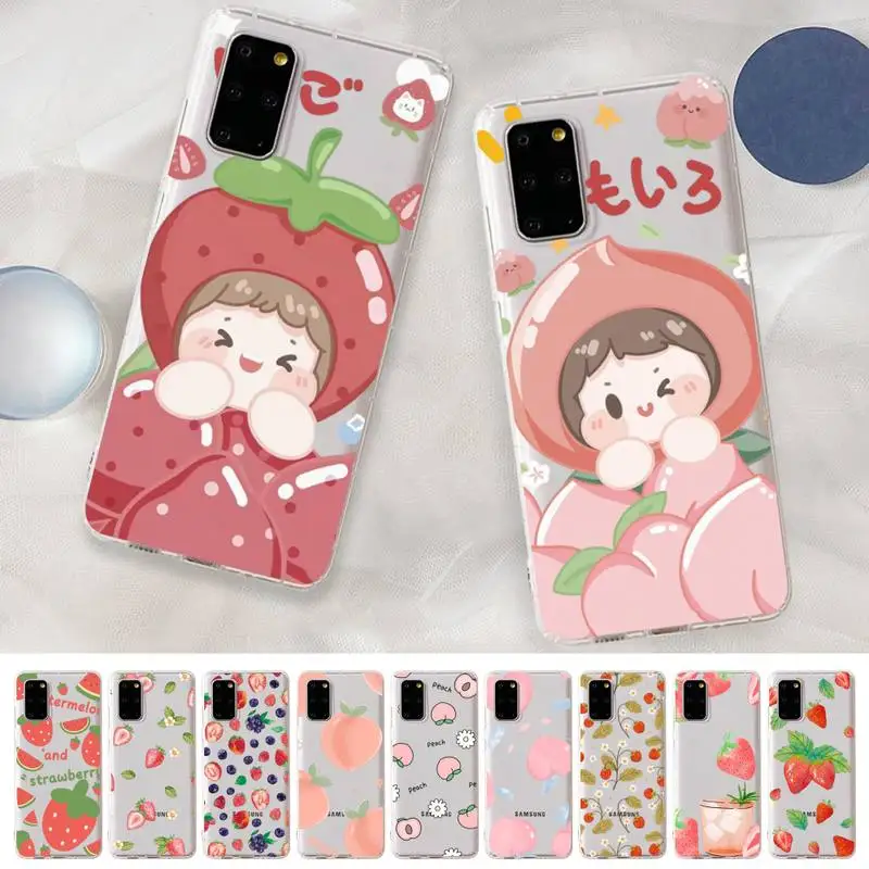 

Peach strawberry Phone Case for Samsung S20 S10 lite S21 plus for Redmi Note8 9pro for Huawei P20 Clear Case