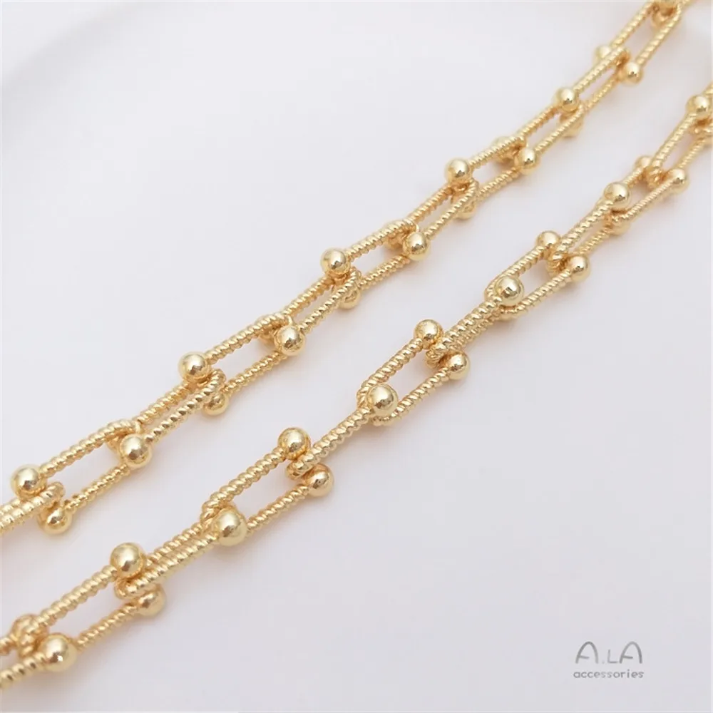 14K Gold Filled Plated Thread U chain European and American crude chain diy bracelet necklace earrings jewelry loose chain