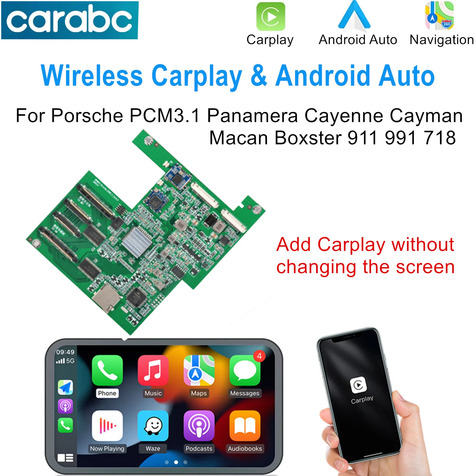 

CARABC для Porsche PCM3.1 Panamera Cayenne Cayman Macan Boxster 911 991 718, беспроводная камера Carplay Android, автоматическая камера заднего вида