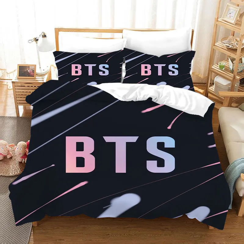 

Bedding Set for 3 4 Pieces kpop BT Bedspread Sheet Pillow Case Bold Color Duvet Cover Set X
