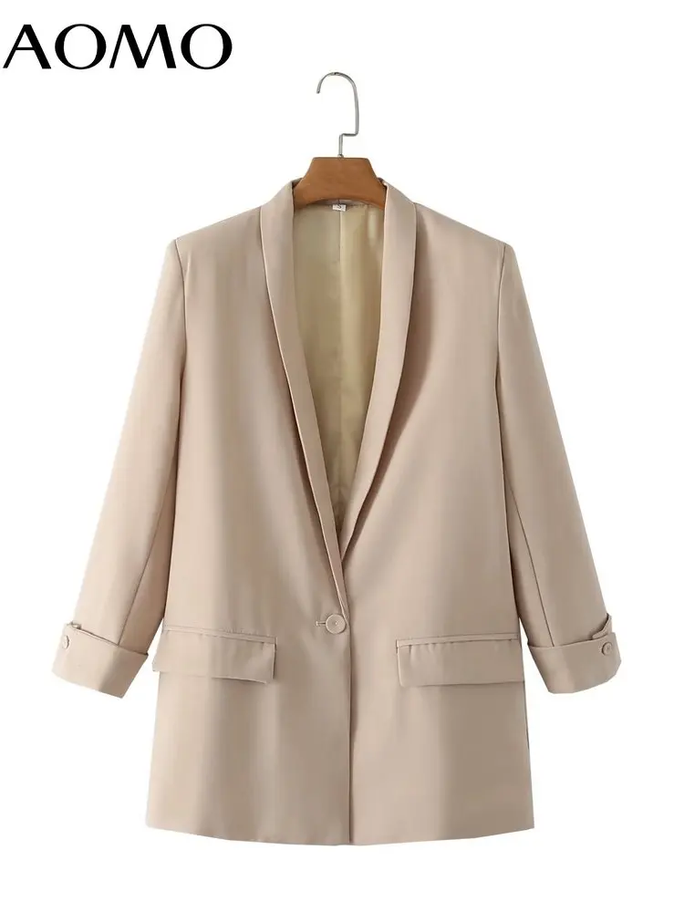 

AOMO Women 2022 Office Wear Blazer Coat Vintage Long Sleeve Female Business Outerwear DA32A