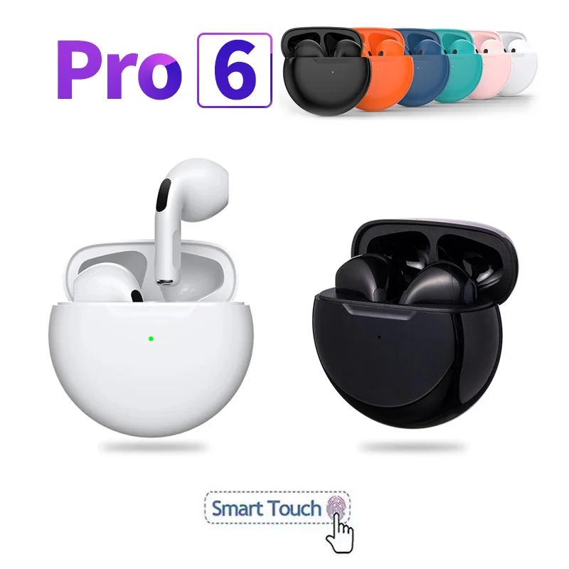 

Bluetooth-наушники Pro 6 TWS, беспроводные наушники, умная сенсорная гарнитура, Hi-Fi стерео спортивные наушники-вкладыши для смартфонов iPhone, Xiaomi