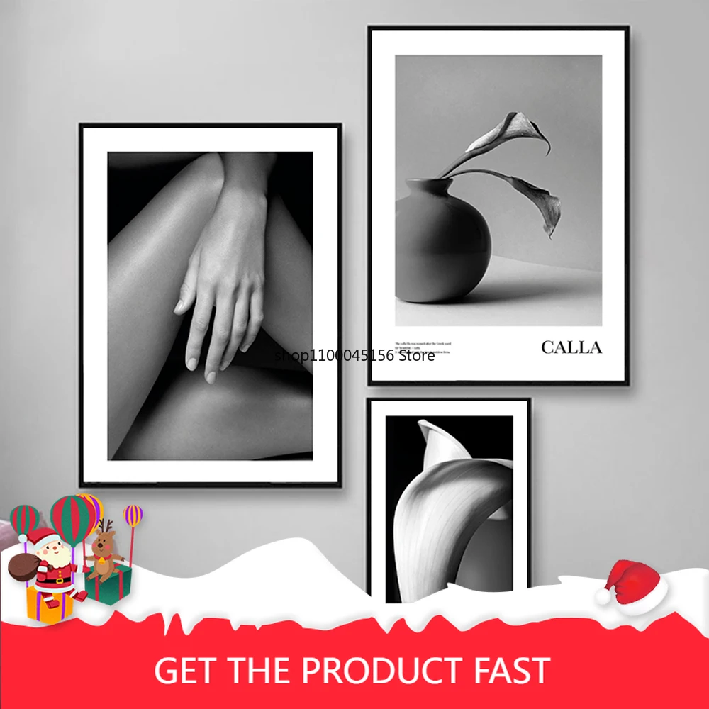 

2022 черно-белые сексуальные обнаженные женщины растения эстетические картины на холсте плакаты принты Куадрос настенные картины для декора...