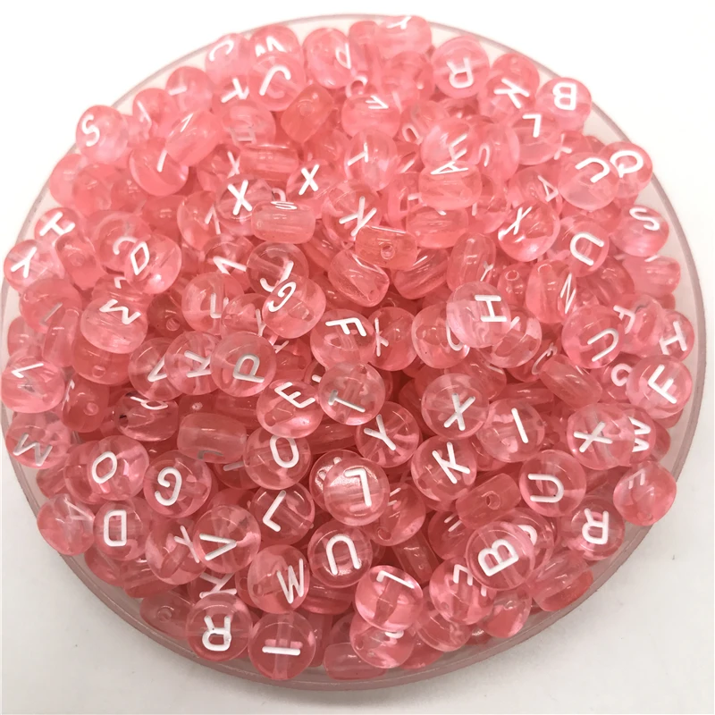 

100pcs 7mm Letter Beads Pink Mix Oval Shape 26 Alphabet Charms DIY Beads For Bracelet Necklace Jewelry Making