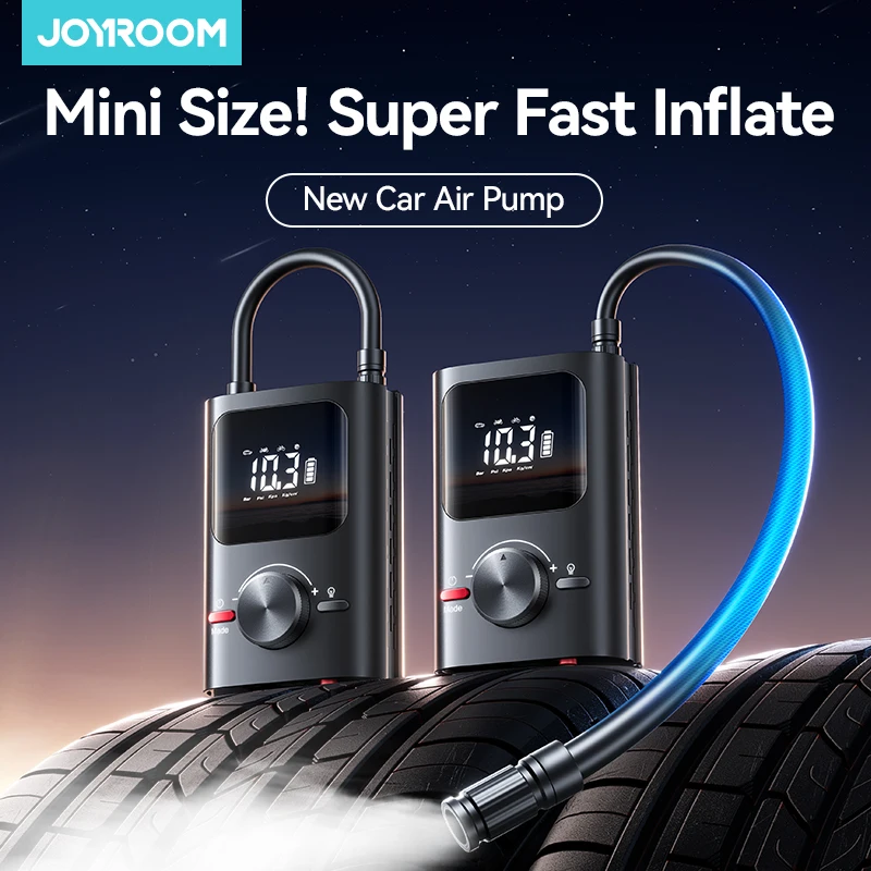 Портативный автомобильный воздушный насос Joyroom 80 Вт одноцилиндровый