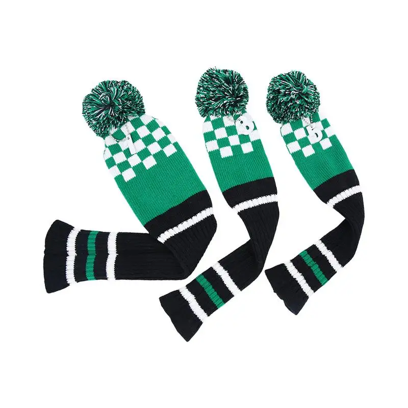 

Handmade Knitted Golf Covers Golf Head Covers Golf Club Protection Covers Customized Pattern Decorative Golf Bags With Utility