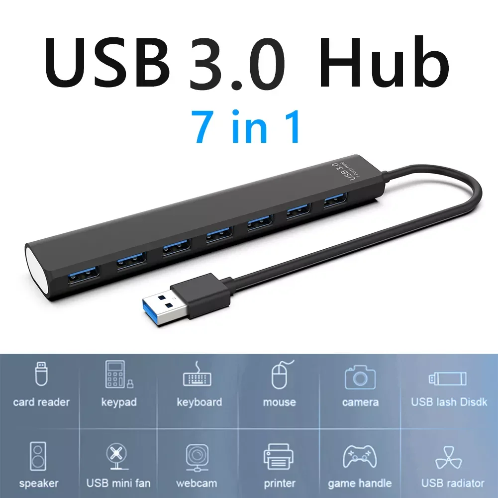 

USB-концентратор 2,0/3,0, 5 Гбит/с, 7 портов с выключателем