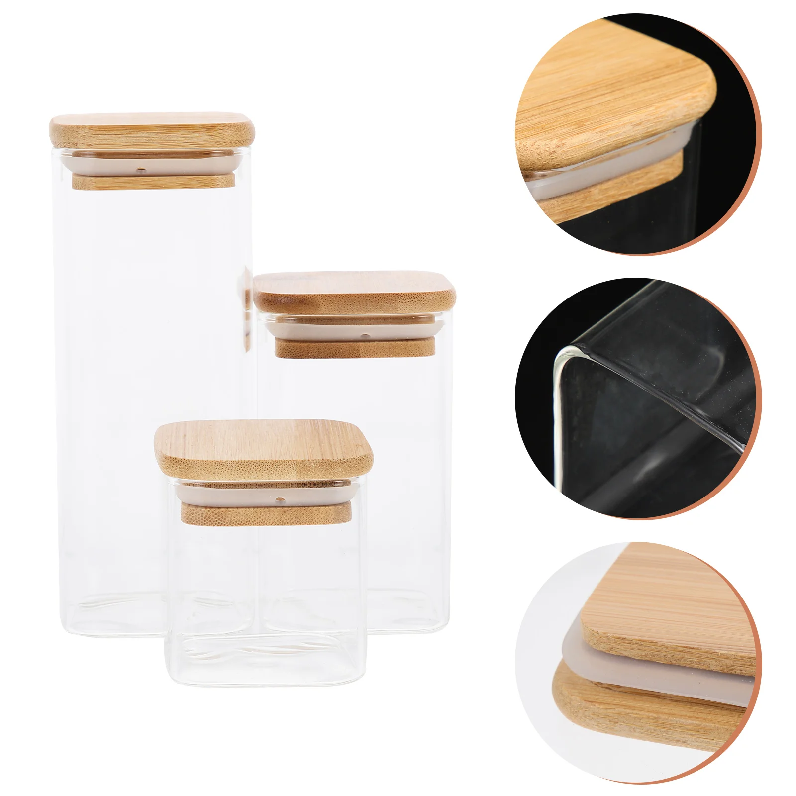 3-х шт. стеклянная банка с бамбуковой крышкой контейнер для зерновых банки