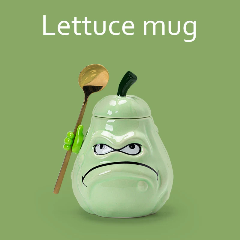 

Creative lettuce mug pumpkin water cup strange boys funny desktop pumpkin bitter gourd cup children breakfast milk cup with lid
