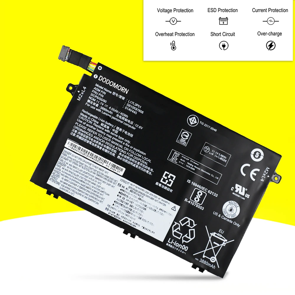 01AV445 L17L3P51 Аккумулятор для Lenovo ThinkPad E14 E15 E480 E490 E495 E580 E585 E590 E595 Ноутбук L17M3P51 L17C3P51 01AV446