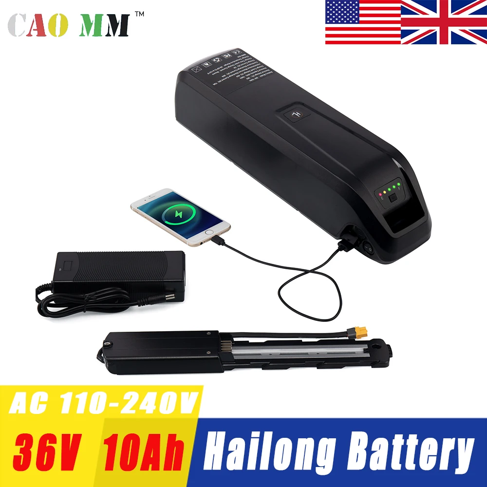 Купи 36V 10Ah EBike Battery Hailong Case with USB Lithium Li-ion 18650 Motor Bike Conversion Kit Bafang Electric Bicycle XT60 за 8,640 рублей в магазине AliExpress