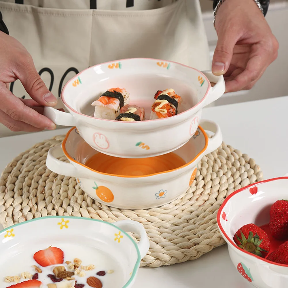 

High Quality Daily Use Red Ceramic Round Deep Plates with Dot Design
