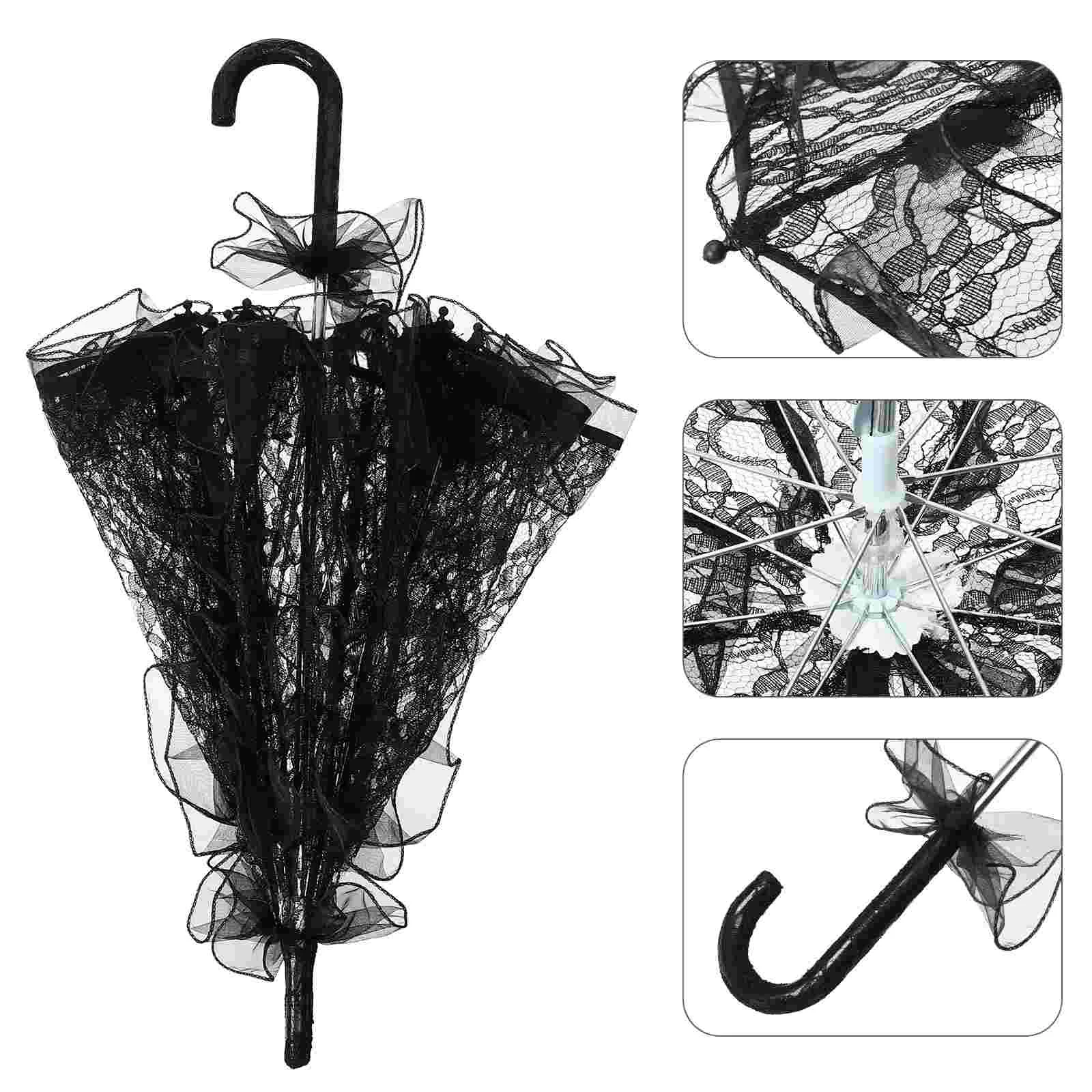 Зонт кружевной черный винтажный Свадебный солнцезащитный готический прозрачный