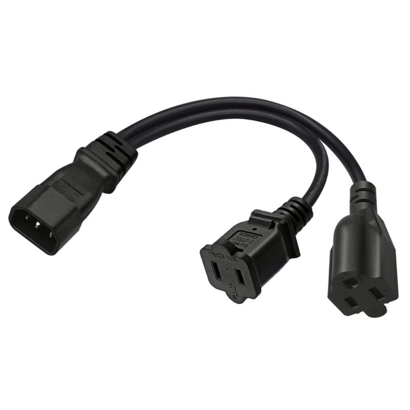 

IEC C14 Male Plug Extension Power Cable 3Pin Connector IEC320-C14 to Nema 1-15R+Nema 5-15R Converter Adapter Cable Cord