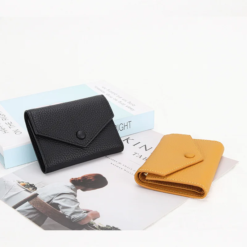 URBAN MASTER Short Women SimpleTrifold Cowhide Wallets Fashion Envelope Coin Purse Female SlimCard Holder Genuine Leather