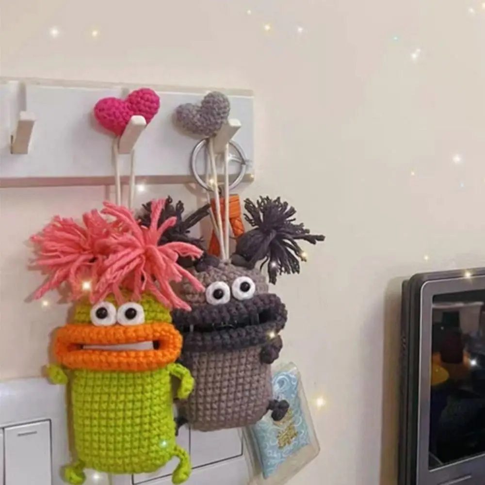 

Car Key Cover Children Gift Knitting Key Case Hand Woven Wool Key Bag Sausage Mouth Key Bag Big Mouth Key Pendant