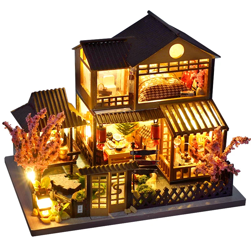 

DIY Wooden 3D LED Mini Dollhouse with Furniture Kit Light Creative Gift finished size 9.5x14.2x9.5CM